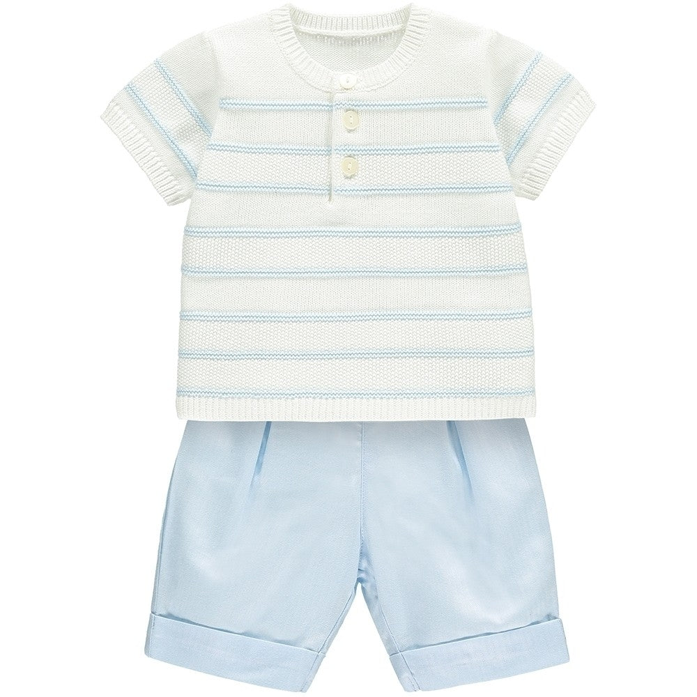 Emile et Rose Shorts & Knitted Top - Blue & White