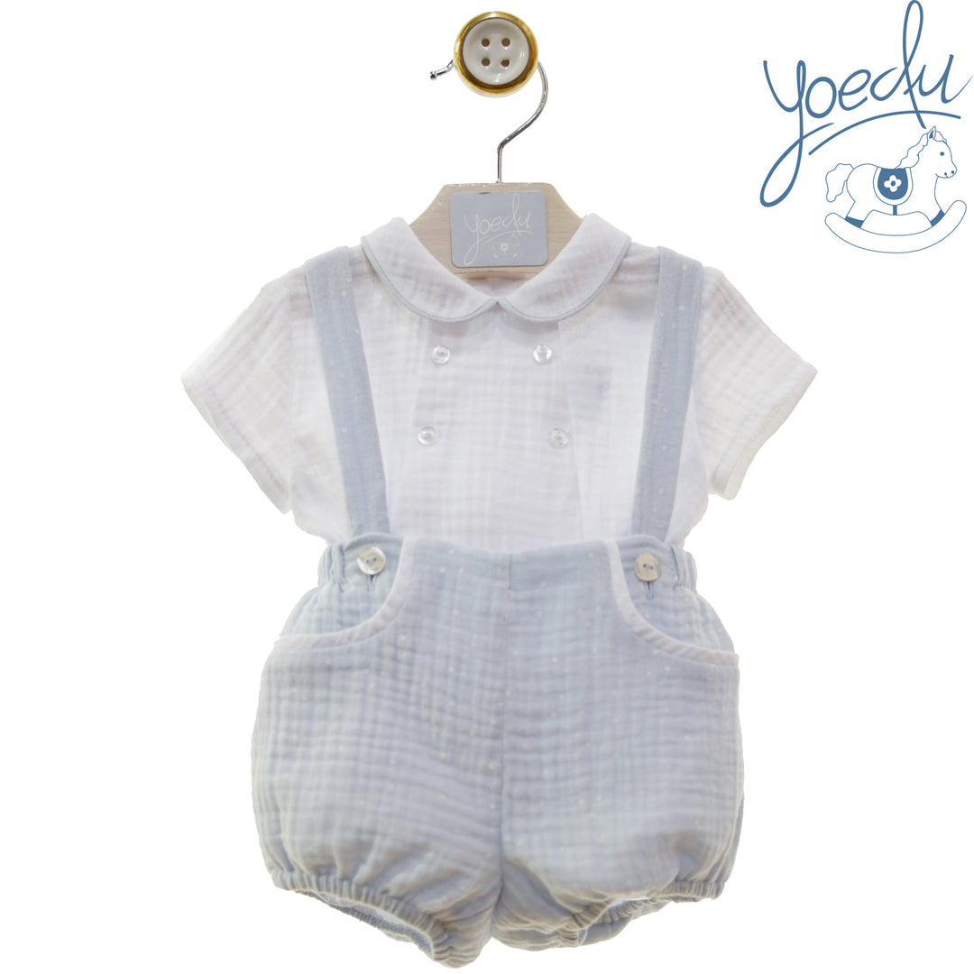 Yoedu Boys Blue & White Dungaree Outfit - 0014