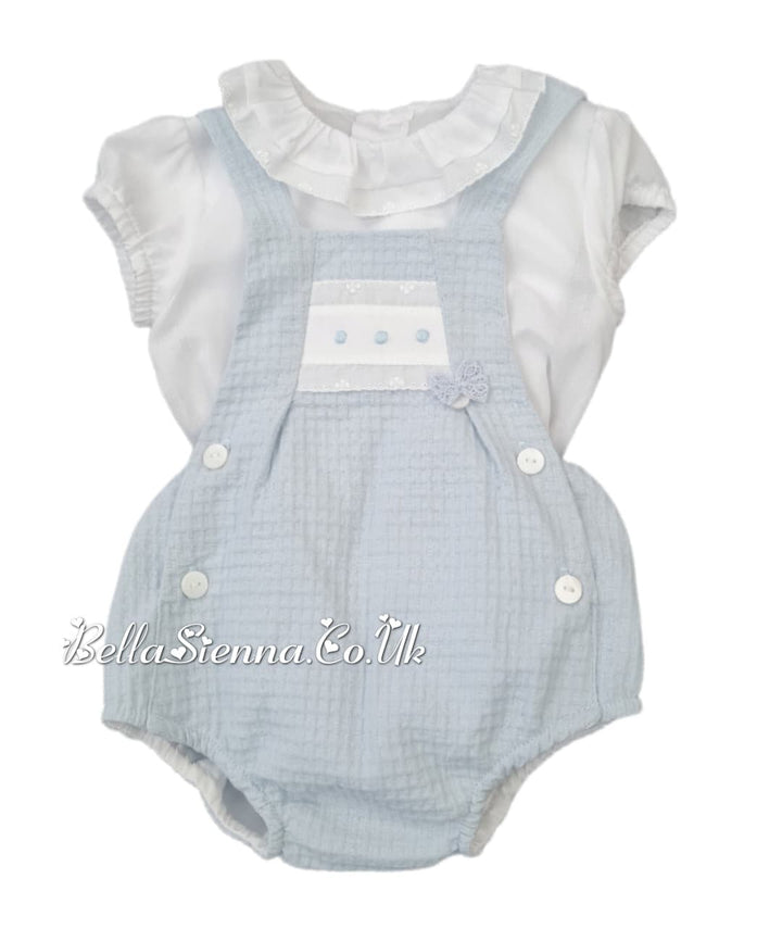 Yoedu Girls Blue & White Two Piece Romper Set - 1805