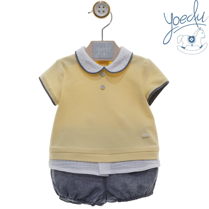 Yoedu Boys Lemon & Navy Two Piece Outfit - 0020