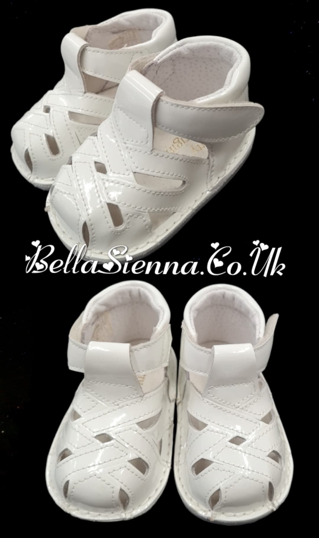 Pretty Originals White Patent Velcro Fastening Sandals - UE00136