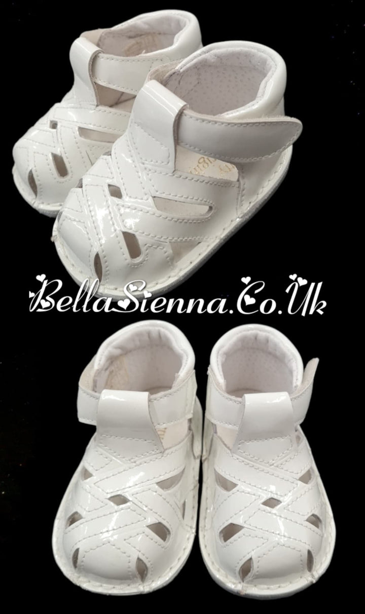 Pretty Originals White Patent Velcro Fastening Sandals - UE00136