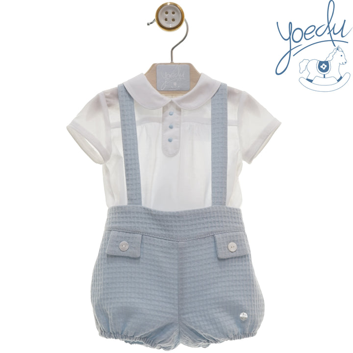 Yoedu Boys Blue & White Dungaree Outfit - 0024