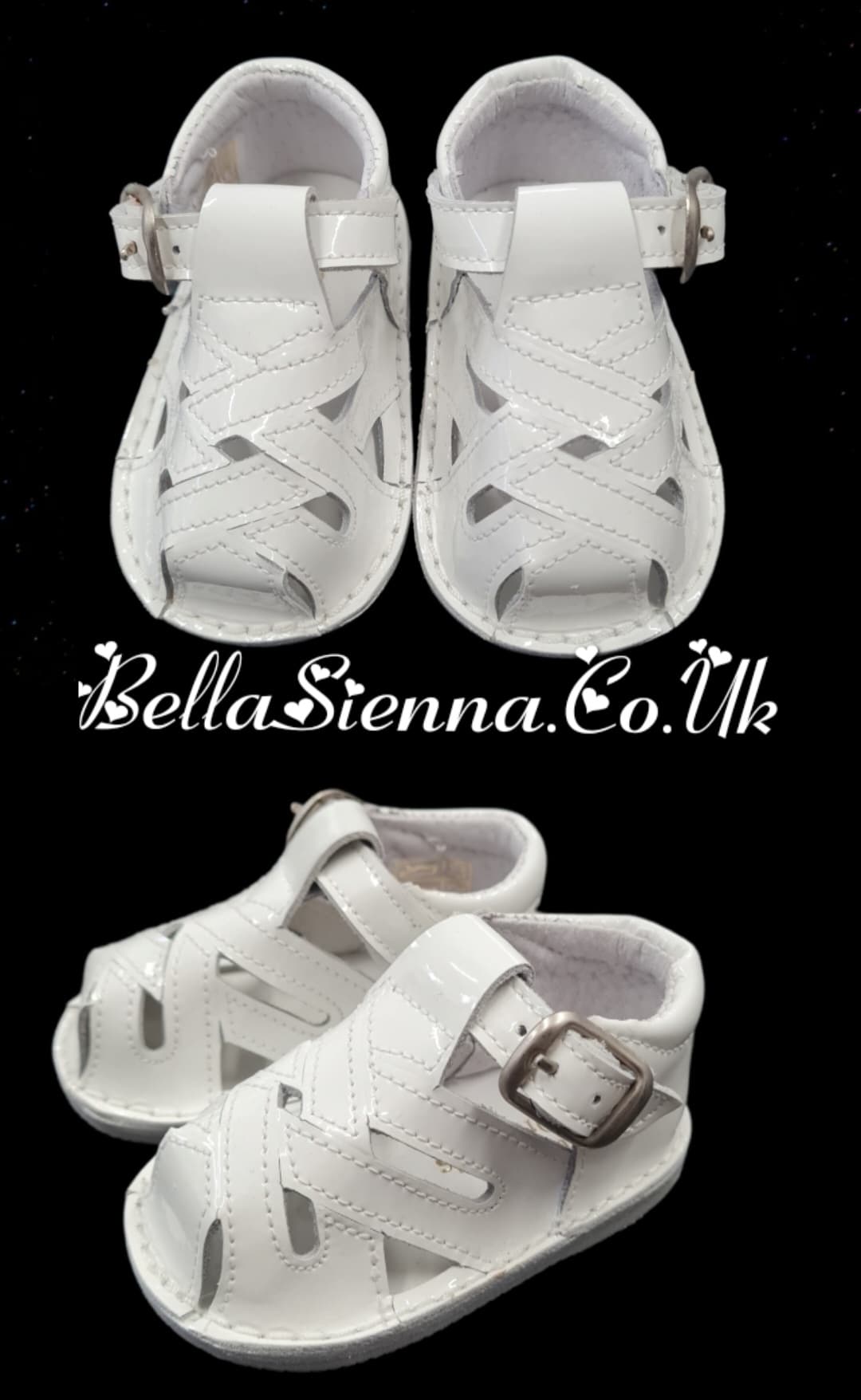 Pretty Originals White Patent Buckle Fastening Sandals - UE00136