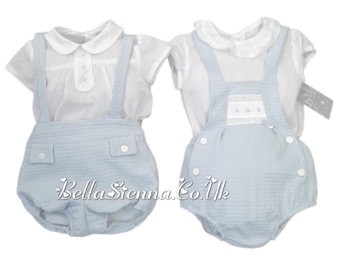 Yoedu Girls Blue & White Two Piece Romper Set - 1805