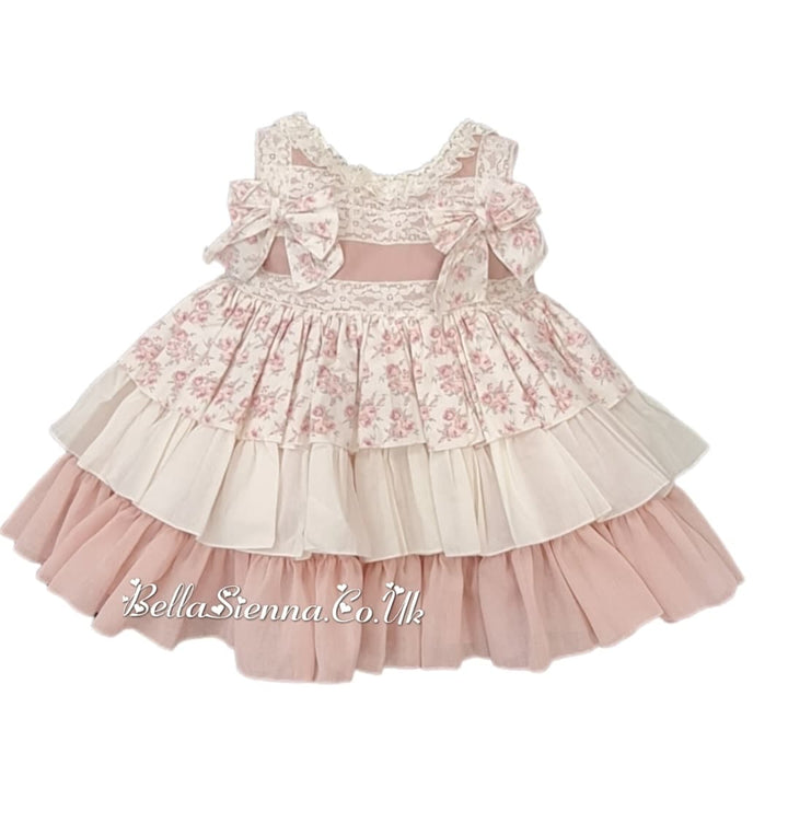 La Marquesita Real Girls Floral Puffball Dress & Matching Hair Clip