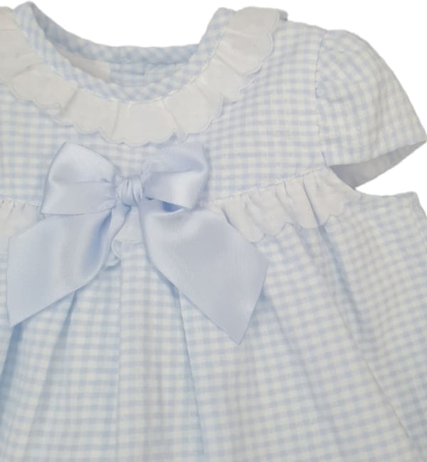 Petit Bebe Blue & White Gingham Dress & Pants Set - 18043