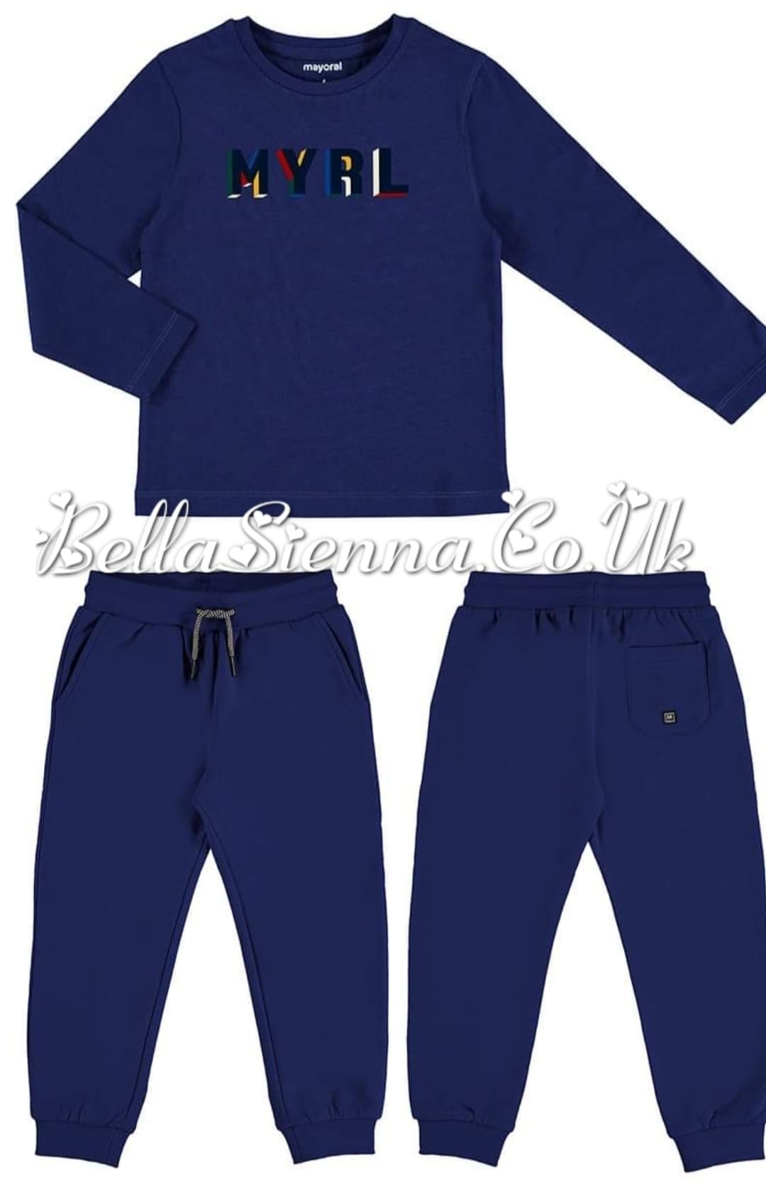 Mayoral Cuffed Fleece Joggers & Matching Long Sleeved T-shirt - 725 - Cobalt Blue