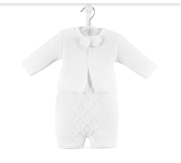 Dandelion White Unisex Pom Pom Dungaree Set A3687 White Unisex