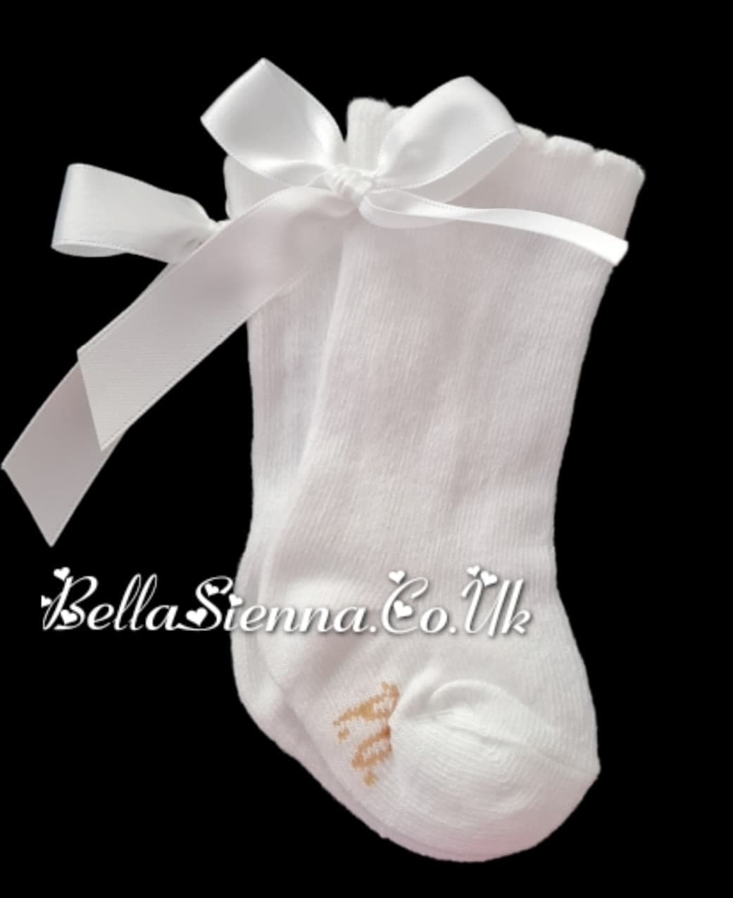 Pretty Originals White Satin Bow Knee Socks - SC40301