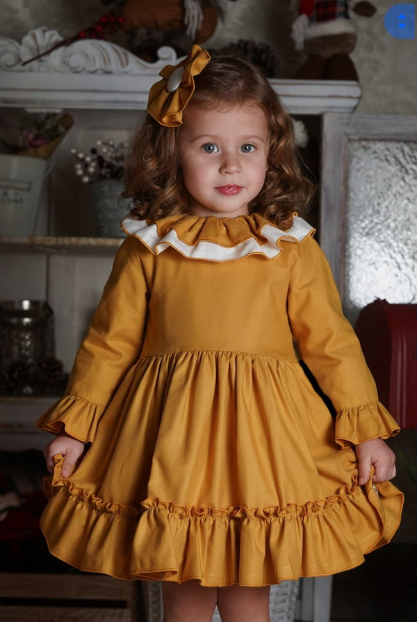 Lor Miral - Eva Class Girls Ruffle Dress - 22404 - Mustard