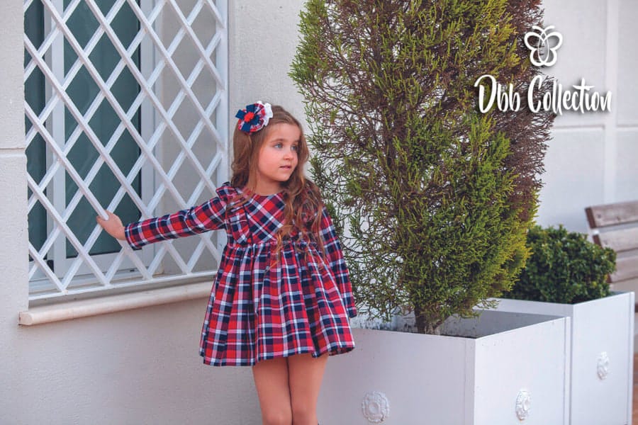 DBB Collection Moda Infantil Red & Navy Tartan Dress - 08502