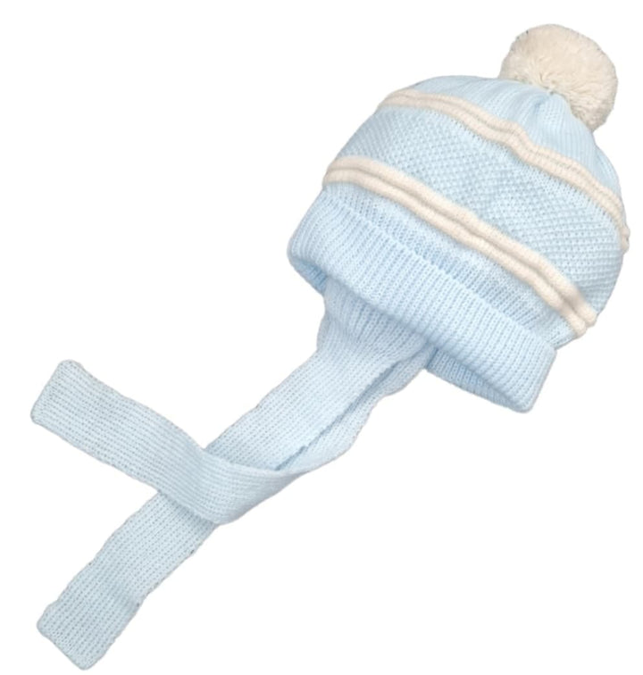 Mac ilusion Unisex Blue & Beige Pom Pom Four Piece Knitted Outfit - 8630 - Celeste