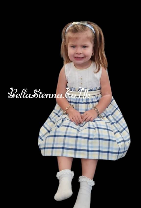 Pretty Originals Girls Summer Check Dress And Matching Headband BD01944