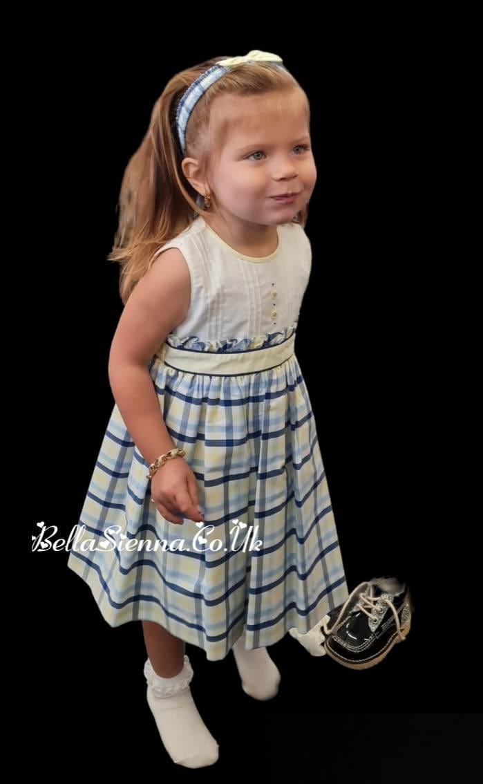 Pretty Originals Girls Summer Check Dress And Matching Headband BD01944