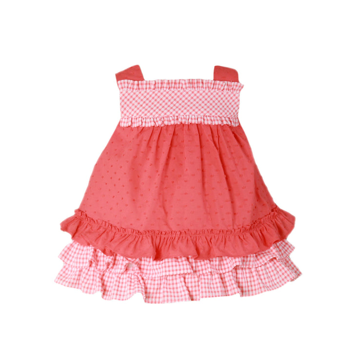 Miranda Coral & Gingham Dress - 0502