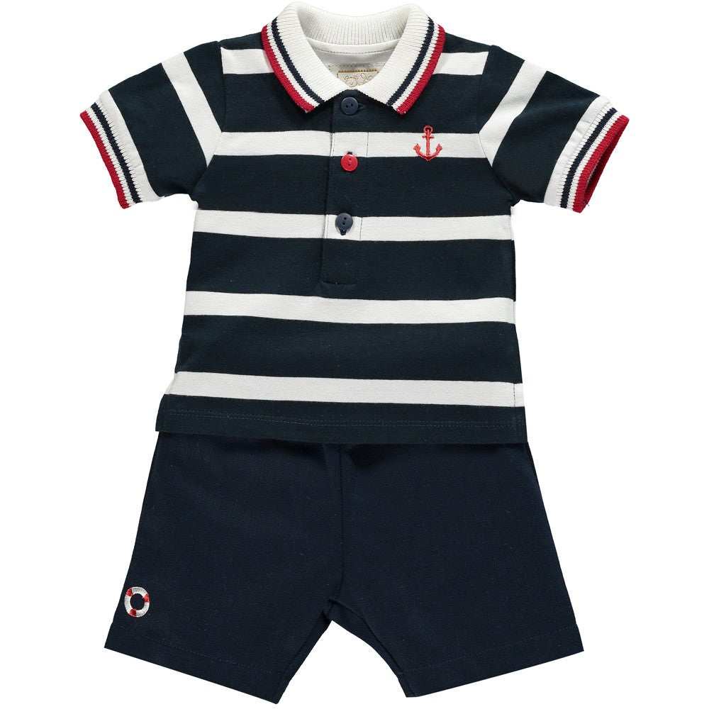 Emile et Rose Boys Red, White & Navy Shorts & T-shirt Set - 5322 Kent