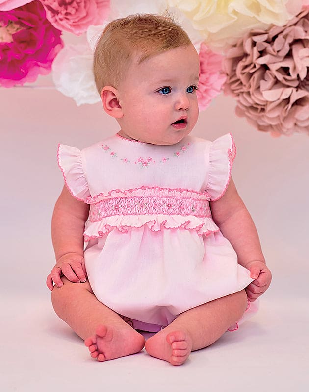 Sarah Louise Blue Bubble Smocked Romper - 012625