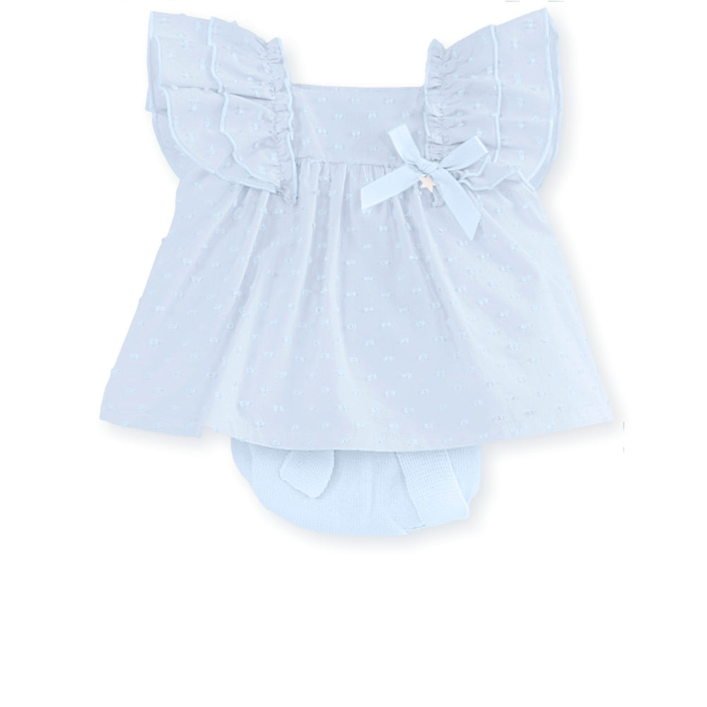 Mac ilusion Blue Ruffle Two Piece Outfit For Newborn Baby Girl 7709