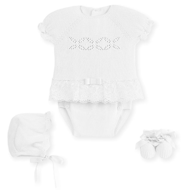 Mac ilusion Baby Four Piece Fine Knitted Outfit 8027 White