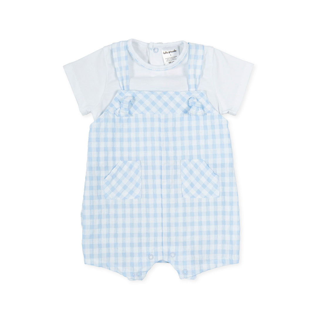 Tutto Piccolo Baby Boys Pale Blue Gingham Shortie Romper 1280
