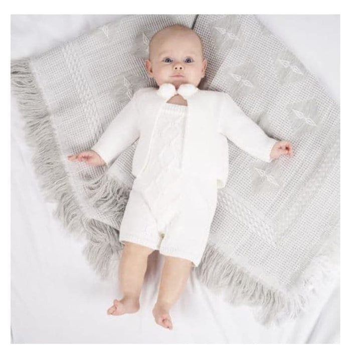 Dandelion White Unisex Pom Pom Dungaree Set A3687 White Unisex