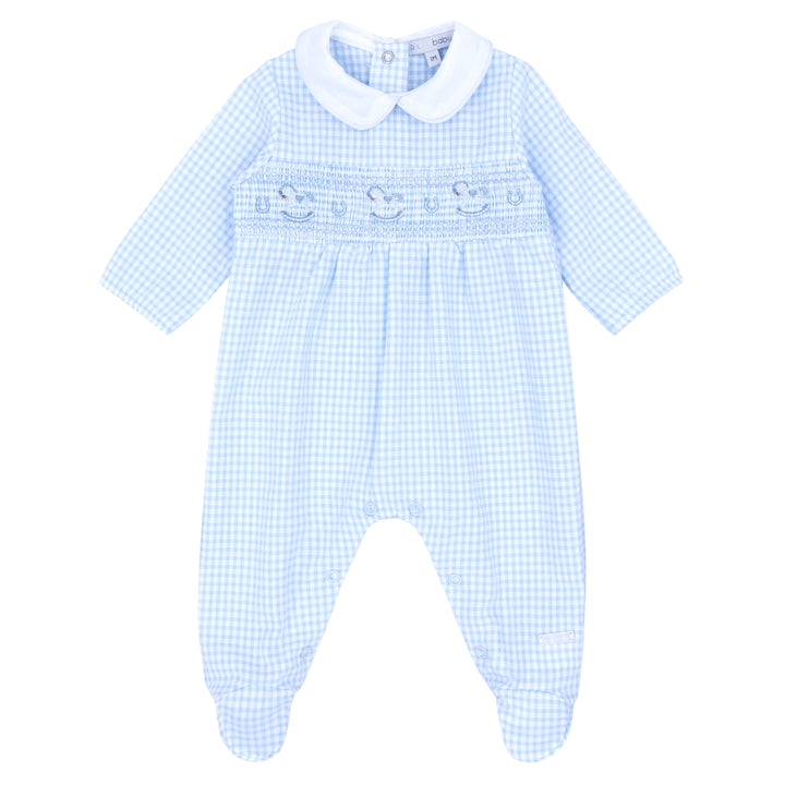 Blues Baby Boys Seersucker Sleeper With Rocking Horse Embroidery - BB1031