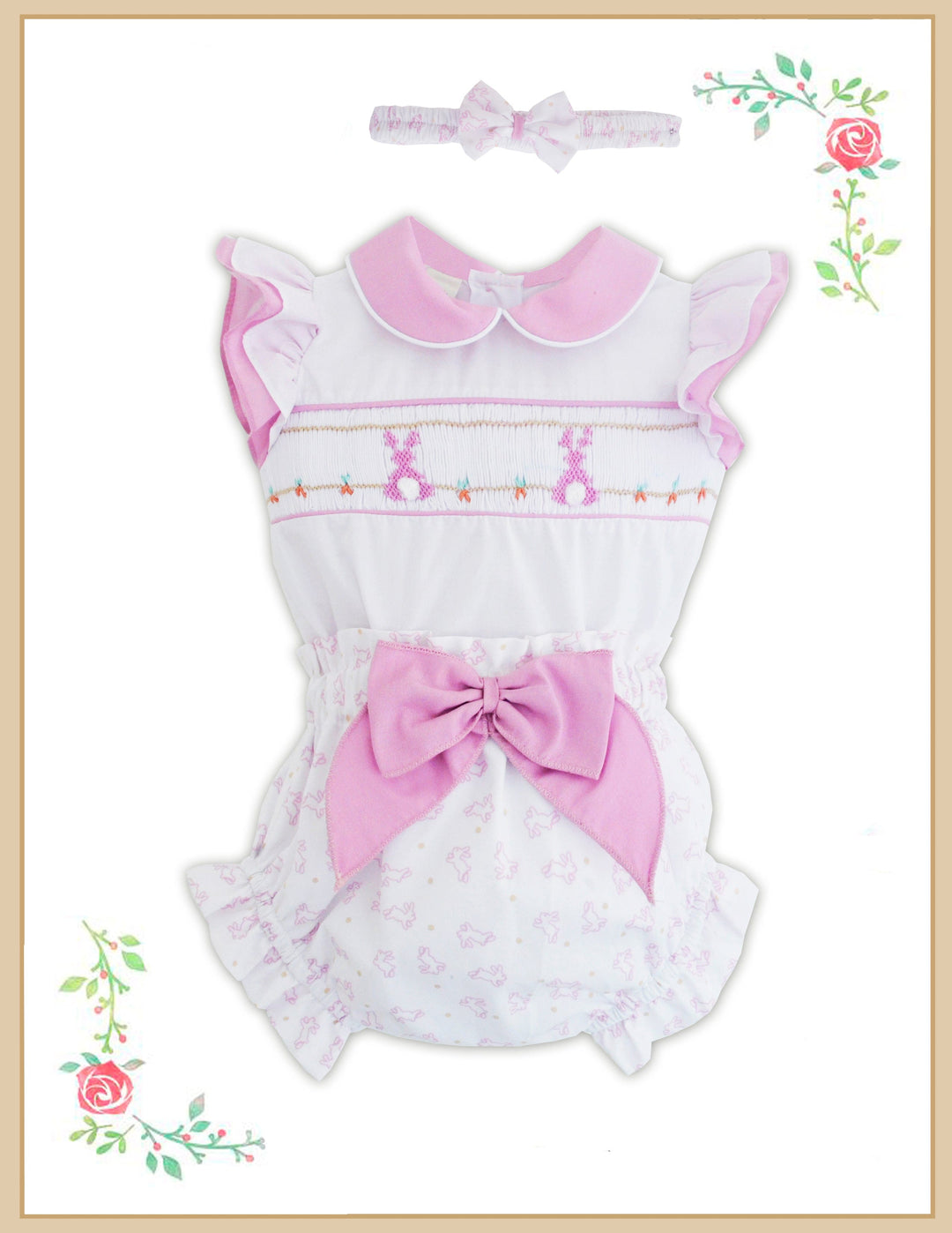 Pretty Originals Hand Smocked Bunny Rabbit Jam Pants Set - BD02178