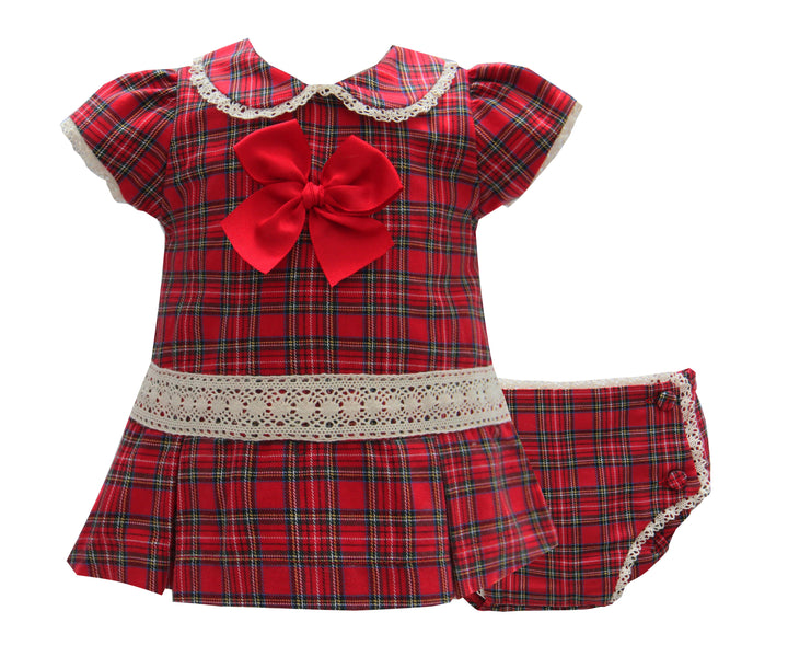 Pretty Originals *Baby Girls Red Tartan Dress, Pants And Matching Headband MT00955