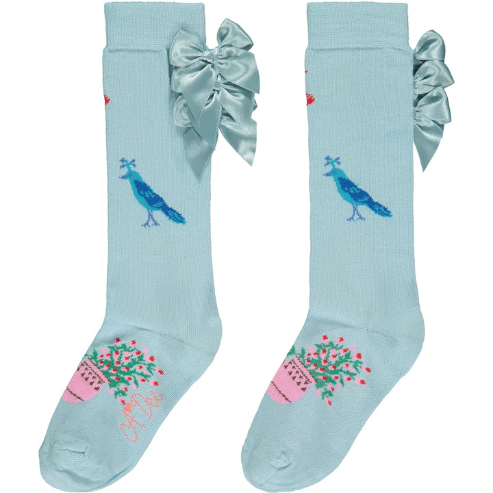 A Dee AOP Knee High Bow Socks - S231902 - URANDA