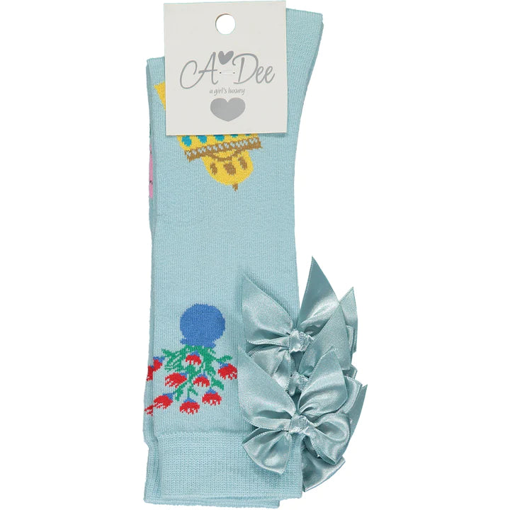 A Dee AOP Knee High Bow Socks - S231902 - URANDA