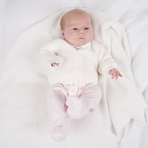 Dandelion Babies Unisex White Ribbed Cardigan B108
