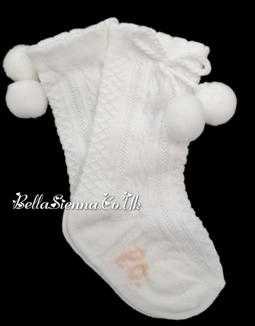 Pretty Originals Ivory Unisex Pom Pom Knee High Socks SP50201