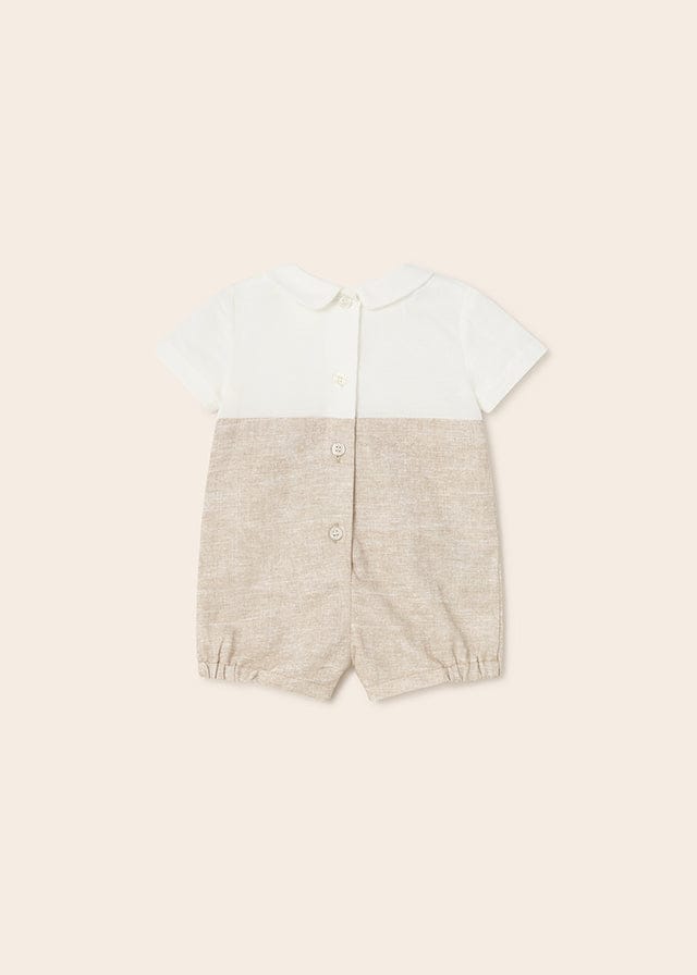 Mayoral Baby Boys Ivory And Beige Romper/ Shortie Summer  - 1611