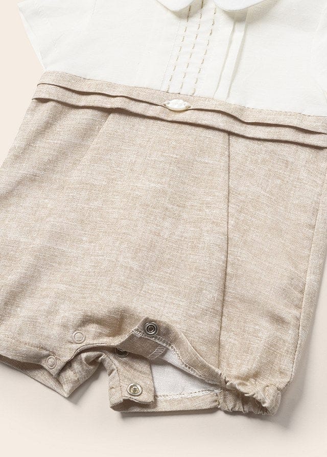 Mayoral Baby Boys Ivory And Beige Romper/ Shortie Summer  - 1611