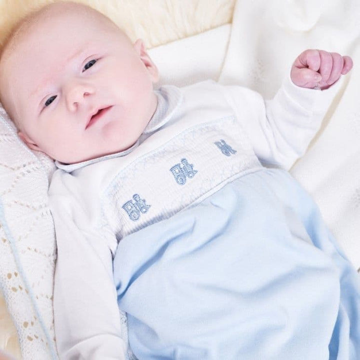 Dandelion Train Smocked Sleepsuit  2438