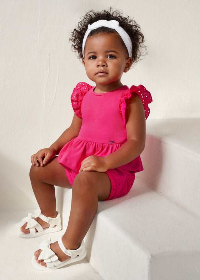 Mayoral Perforated Bermuda Shorts set - 1246 - Fucsia