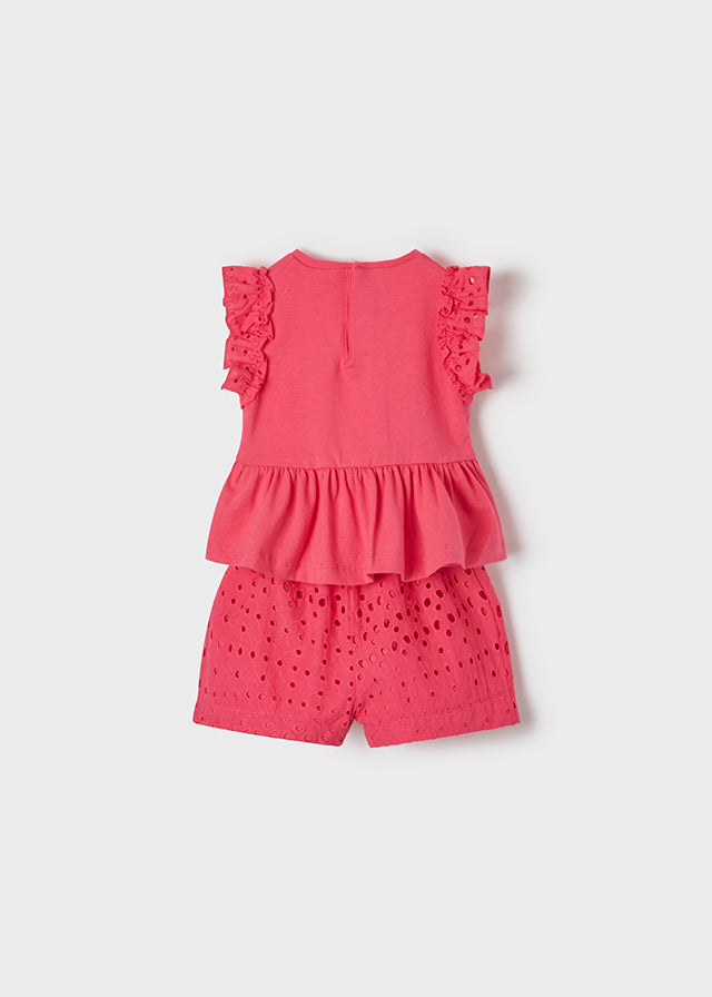 Mayoral Perforated Bermuda Shorts set - 1246 - Fucsia
