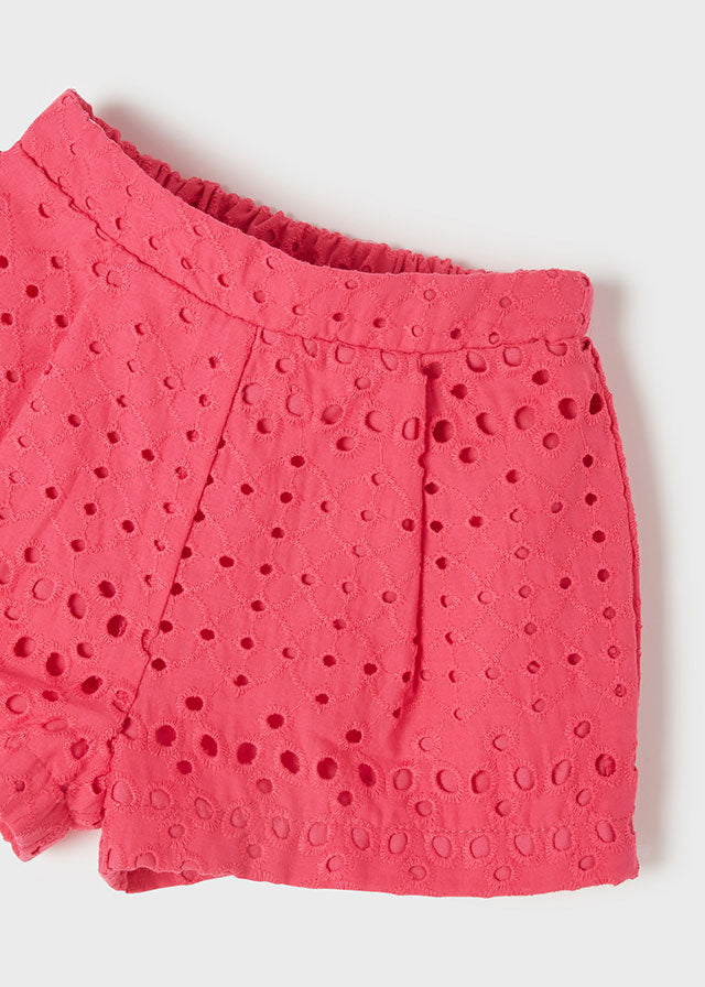 Mayoral Perforated Bermuda Shorts set - 1246 - Fucsia