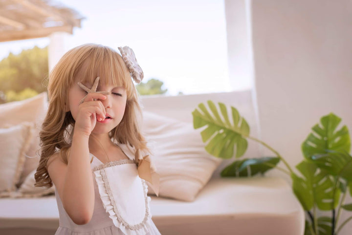 Miranda Shorts Set  - 0229 - White & Beige With Bow Detail