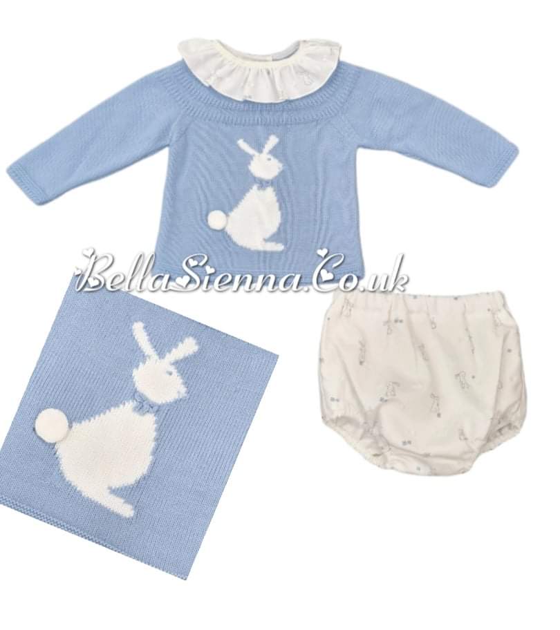 Granlei Blue Knitted Bunny Rabbit Jumper & JamPants Set - 2-1156