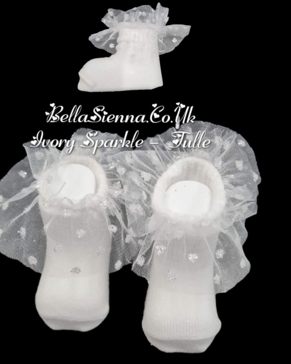 Couche Tot Ivory Sparkle Tulle Ankle Socks