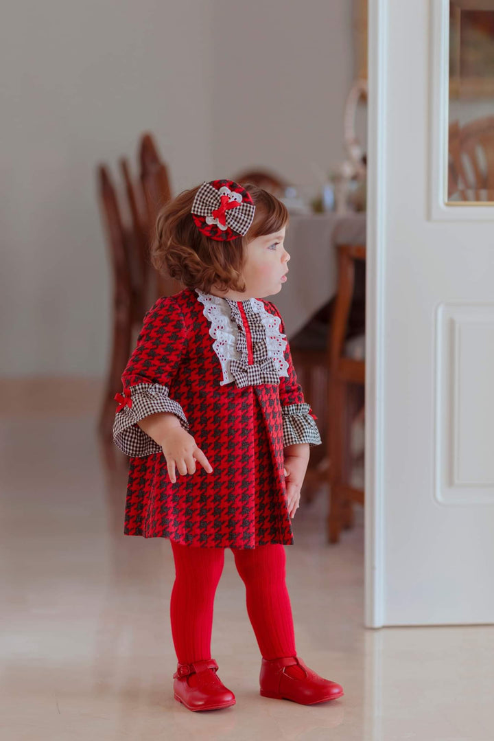 Miranda Red, Black & White Dog Tooth Dress & Pants Set - 147/VB