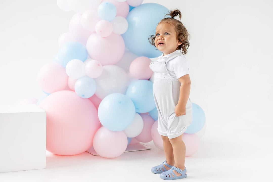 Blues Baby Boys Cotton Interlock Dungaree Set With Smocking Detail - BB0677