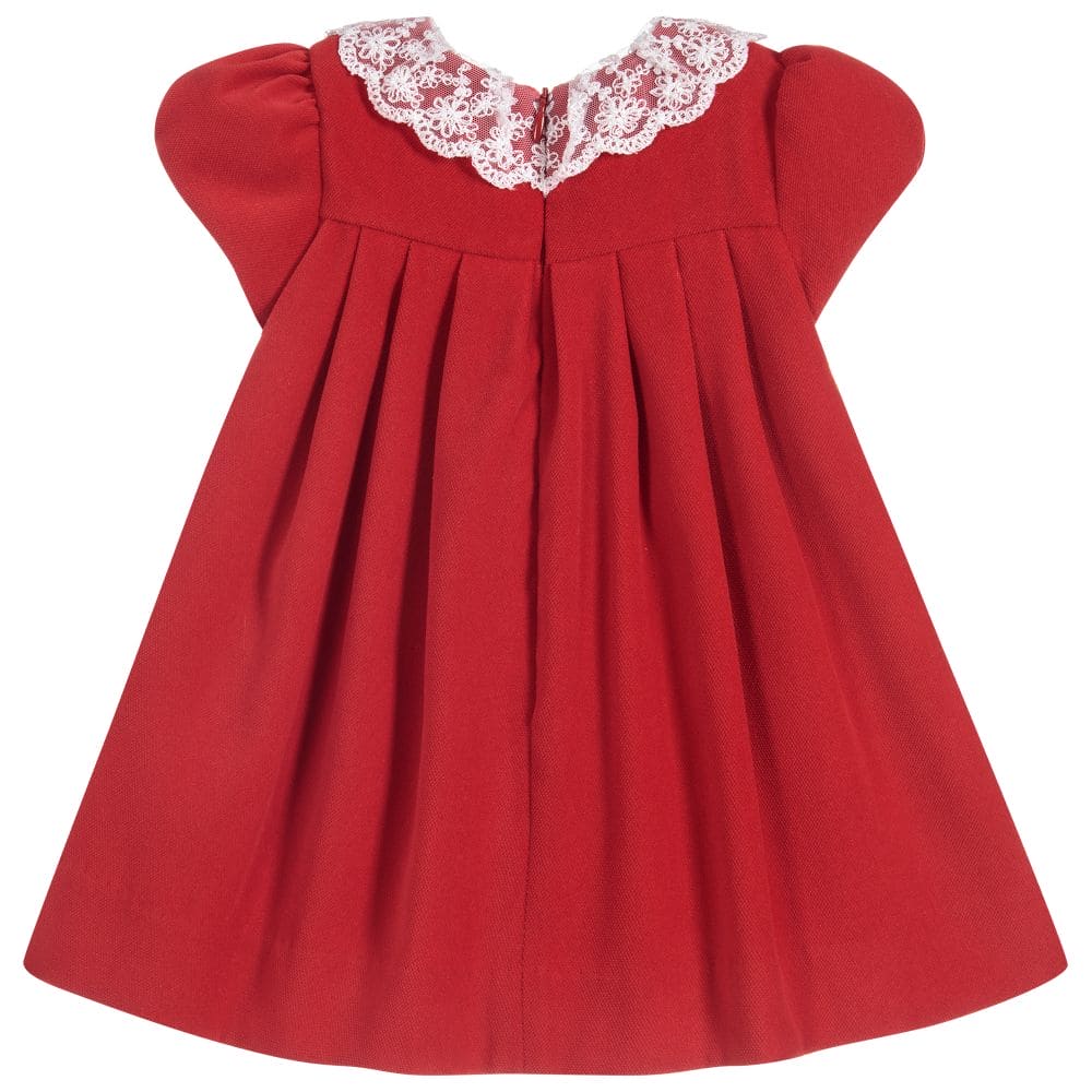 Sarah Louise Red Velvet Baby Girls Winter Dress 040000