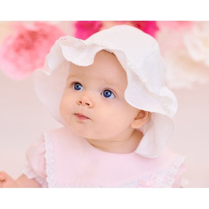 Dani By Sarah Louise White Sun hat With Ties - D09590P