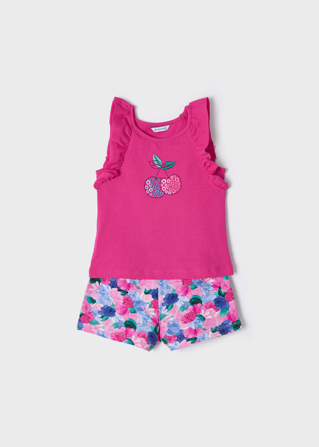 Mayoral floral print short set - 3286 - Summer - Magenta