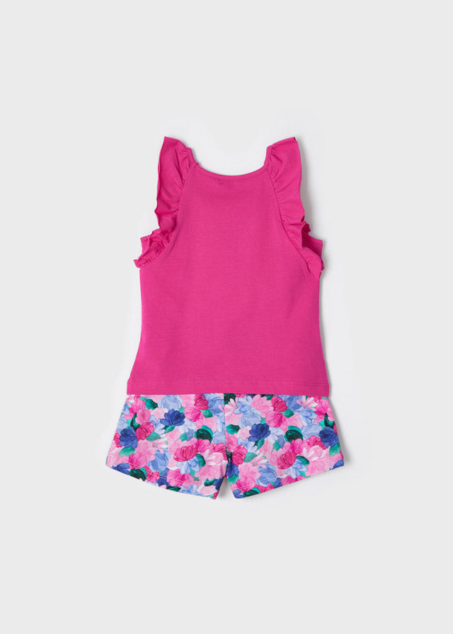 Mayoral floral print short set - 3286 - Summer - Magenta