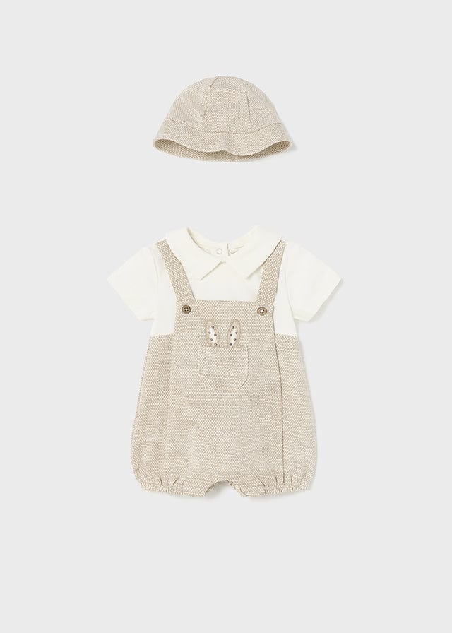 Mayoral Sustainable cotton romper with hat for newborn boy - 1614