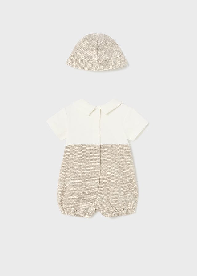 Mayoral Sustainable cotton romper with hat for newborn boy - 1614